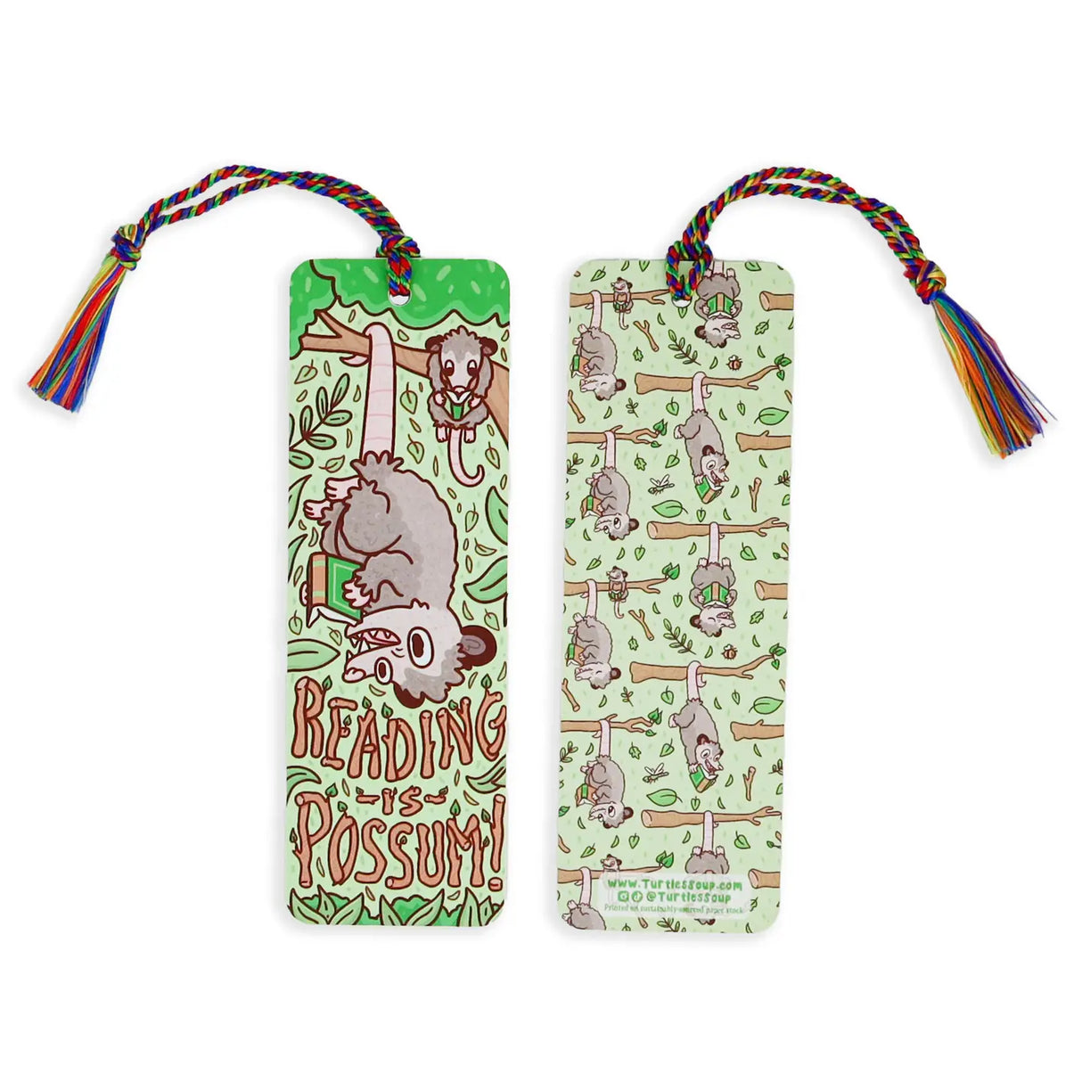 Hold your spot in style with our fun and funky bookmark collection! Whether you prefer romance, fantasy, or science fiction, our bookmarks will fit perfectly between the pages of your favorite novel.

🐢 Includes rainbow colored tassel

🐢 Bookmark is printed on sustainably-sourced premium ultra-thick card stock with soft-touch matte texture

🐢 Unique design on the front and back

🐢 Bookmark measures 2" x 6"

🐢 Copyright © 2024 Turtle's Soup. All Rights Reserved.