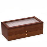 Reginald Cherry Wood 36 Pen Storage Case with Glass Top