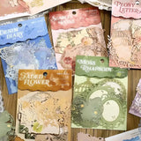 This vintage themed ephemera pack includes 10 pieces of cute paper materials in different color schemes! Each pack comes with pieces in 5 varying styles with 2 of each design.

These pieces make great card decoration, collage pieces, or additions to your journal spreads!