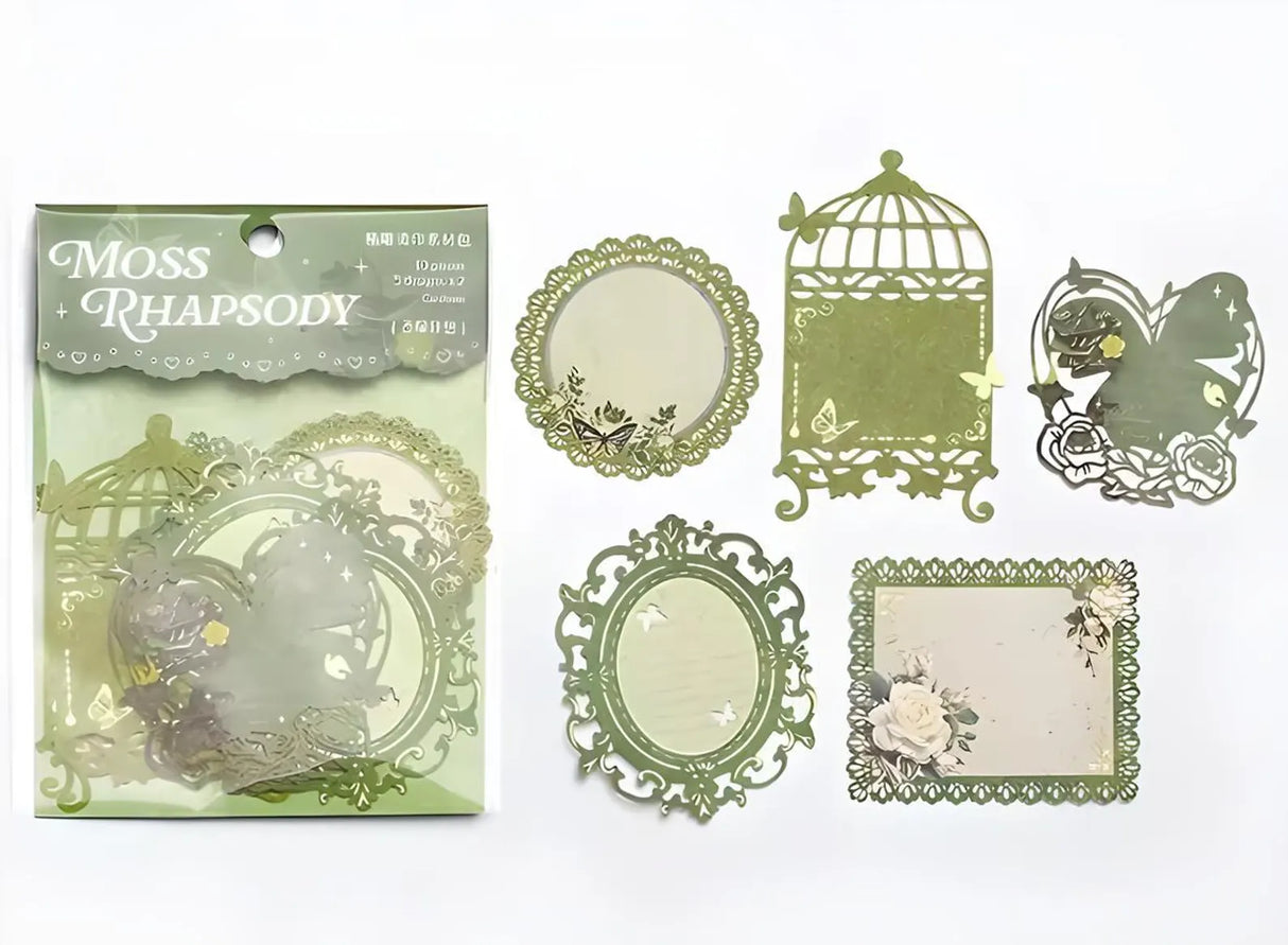This vintage themed ephemera pack includes 10 pieces of cute paper materials in different color schemes! Each pack comes with pieces in 5 varying styles with 2 of each design.

These pieces make great card decoration, collage pieces, or additions to your journal spreads!