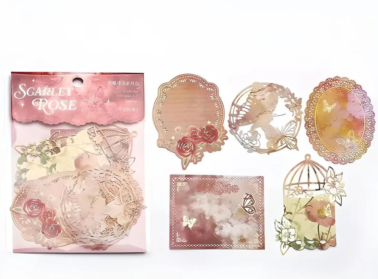 This vintage themed ephemera pack includes 10 pieces of cute paper materials in different color schemes! Each pack comes with pieces in 5 varying styles with 2 of each design.

These pieces make great card decoration, collage pieces, or additions to your journal spreads!