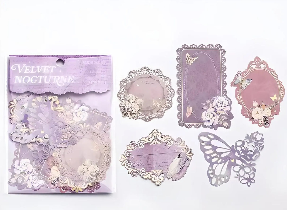 This vintage themed ephemera pack includes 10 pieces of cute paper materials in different color schemes! Each pack comes with pieces in 5 varying styles with 2 of each design.

These pieces make great card decoration, collage pieces, or additions to your journal spreads!