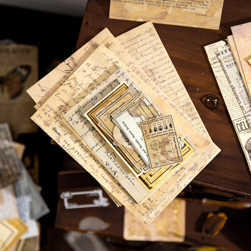 This vintage themed ephemera pack includes over 100 pieces of cute paper materials in different color schemes! Each pack comes with pieces in 5 varying sizes with 2 of each design.

These pieces make great card decoration, collage pieces, or additions to your journal spreads!

4 color schemes: Ivory, Blue, Brown, and Pink
Includes 1 pack of ephemera