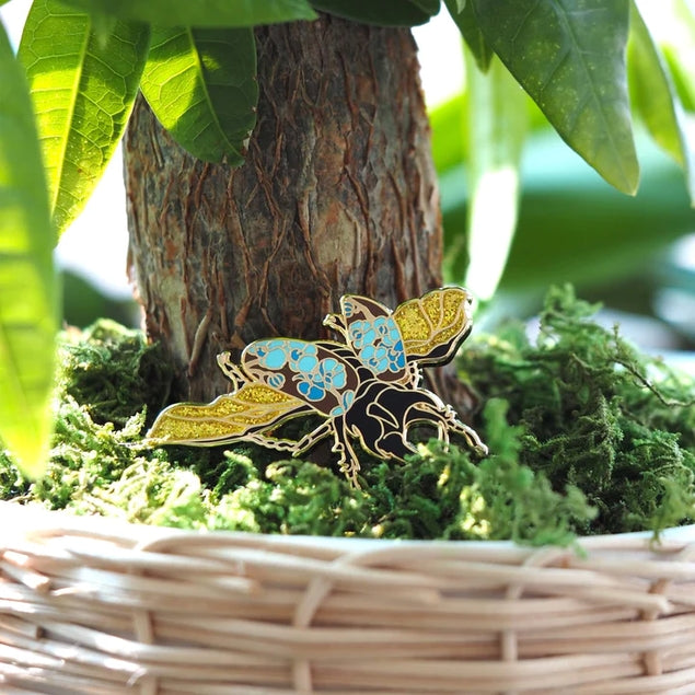 Shoal - Rhinoceros Beetle Pin - Gold