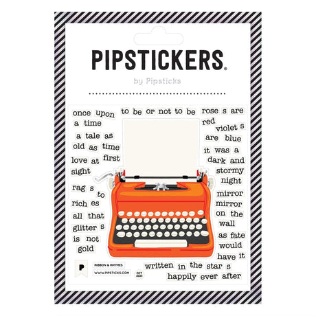 PipStickers are the PERFECT gift for the sticker lover in your life - even if it's you! These unique PVC designs with silver foil accents come on a clear backing and cannot be found anywhere else.

Includes one 4" x 4" sheet of Ribbon &amp; Rhymes PipStickers and includes the Pipsticks manifesto.