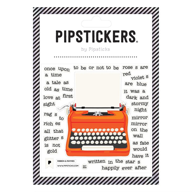 PipStickers are the PERFECT gift for the sticker lover in your life - even if it's you! These unique PVC designs with silver foil accents come on a clear backing and cannot be found anywhere else.

Includes one 4" x 4" sheet of Ribbon &amp; Rhymes PipStickers and includes the Pipsticks manifesto.