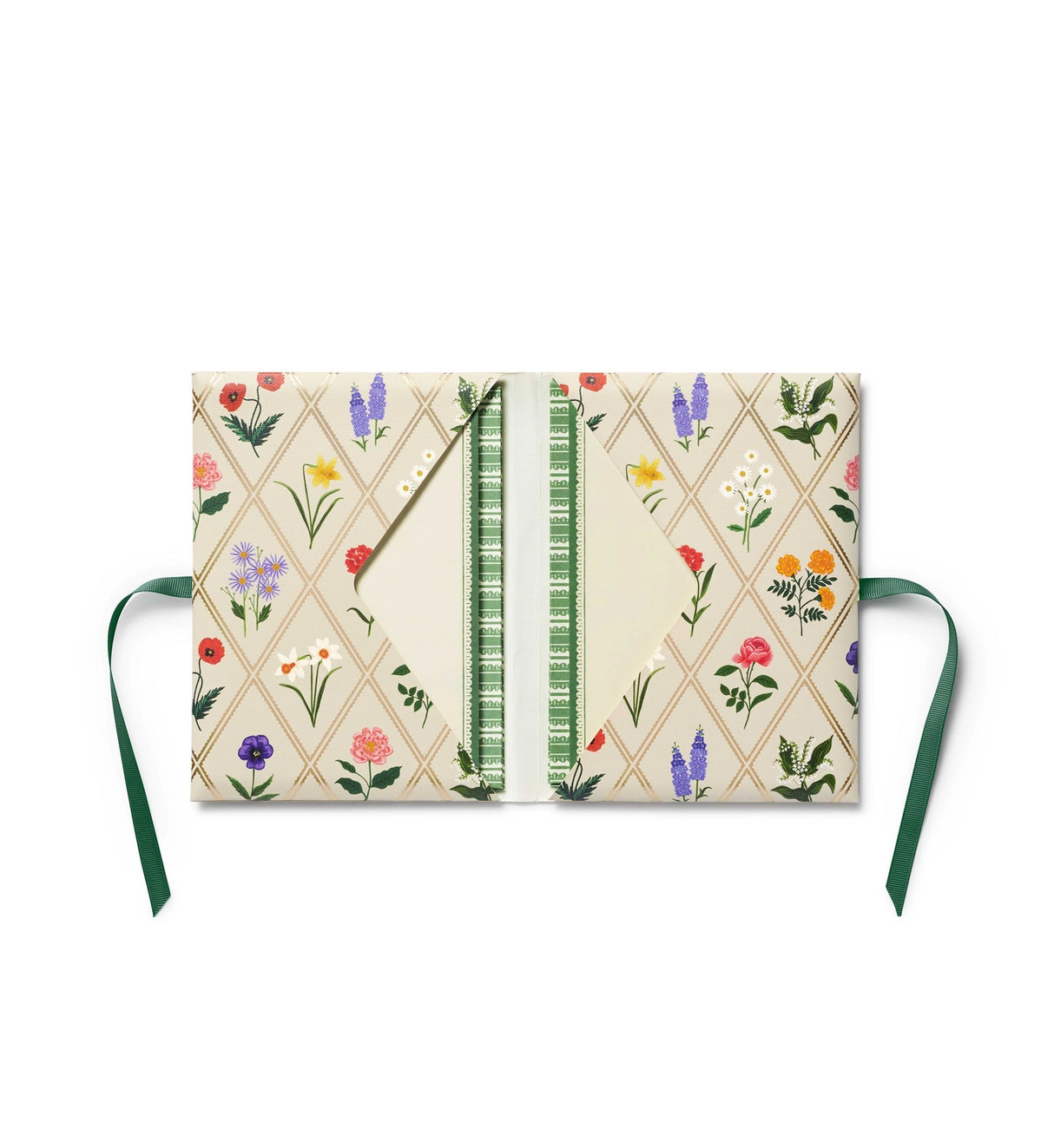 A prettier stationery stash, perfect for writing on the go. Printed with Garden Study florals in six individual designs, this folio-style set includes 12 notecards (two of each design) with matching envelopes, tucked inside a coordinating folder with a ribbon-tie closure.