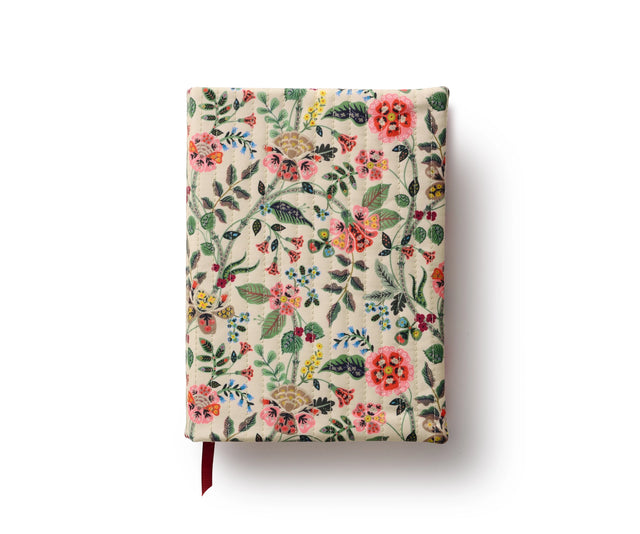 Hardbound with a removable, quilted bookcloth cover, this keepsake journal features gold-ink accents and a grosgrain ribbon to save your place.