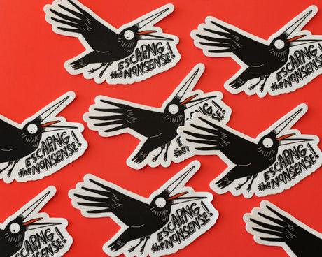 A bold, expressive crow sticker for anyone trying to escape the chaos. This high-quality vinyl sticker features an original illustration with a dark sense of humor—perfect for laptops, water bottles, notebooks, and sketchbooks.

🌟 Key Features:

• Dimensions: 2.3 x 3 inches&nbsp;

• High-quality vinyl material

• Waterproof and weather-resistant

• Ideal for personalizing any surface