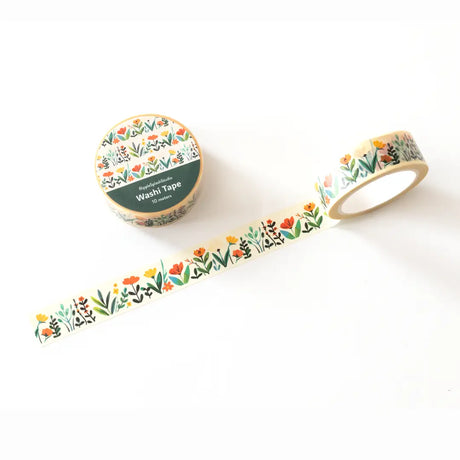 Decorative washi tape featuring delicate illustrated wildflowers and botanical details in soft, natural colors. Perfect for planners, journals, gift wrapping, scrapbooking, and creative projects. Easy to tear, repositionable, and residue-free.

🌈 Key Features:

Dimensions: 15mm wide x 10 meters (32.8 feet) in length&nbsp;
Contains: 1 washi tape roll

High-quality washi tape material
Easy to tear and reposition
Perfect for scrapbooking, journaling, and crafts