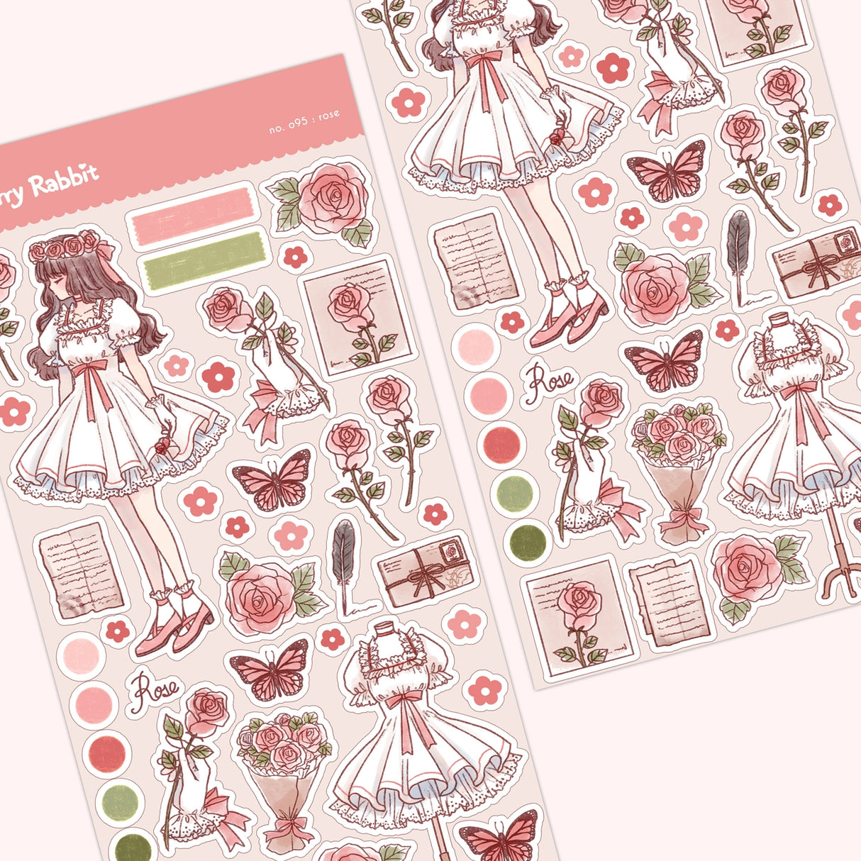 Cherry Rabbit - Rose Sticker Sheet 095