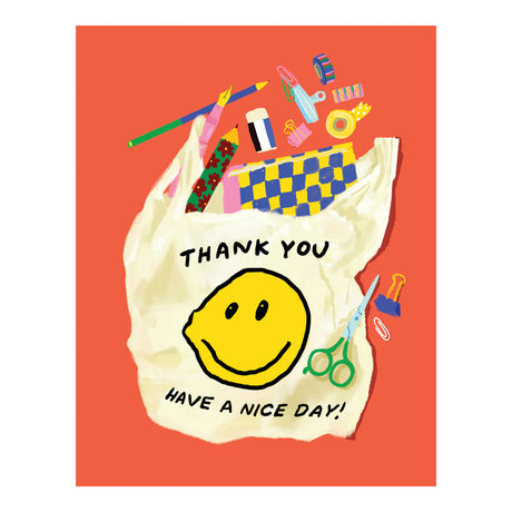 Our first Stationery Store Day cards!&nbsp;

This card features a shopping bag filled with all the stationery goodies!

Blank inside
Includes 1 postcard
Artwork property of Karen Schipper