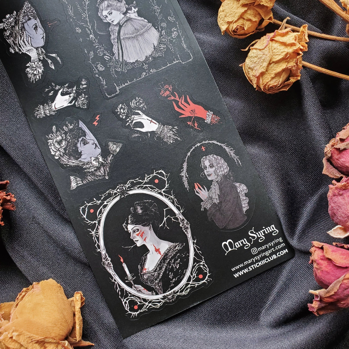 🌹🩸 Draped in shadows and mystery, @marysyring’s hauntingly beautiful figures emerge from candlelit portraits and thorn-laced frames. With ghostly gazes, and a touch of Victorian elegance, these vampiric ladies prove that love never fades with time. Each portrait murmurs of Morticia levels of romance.