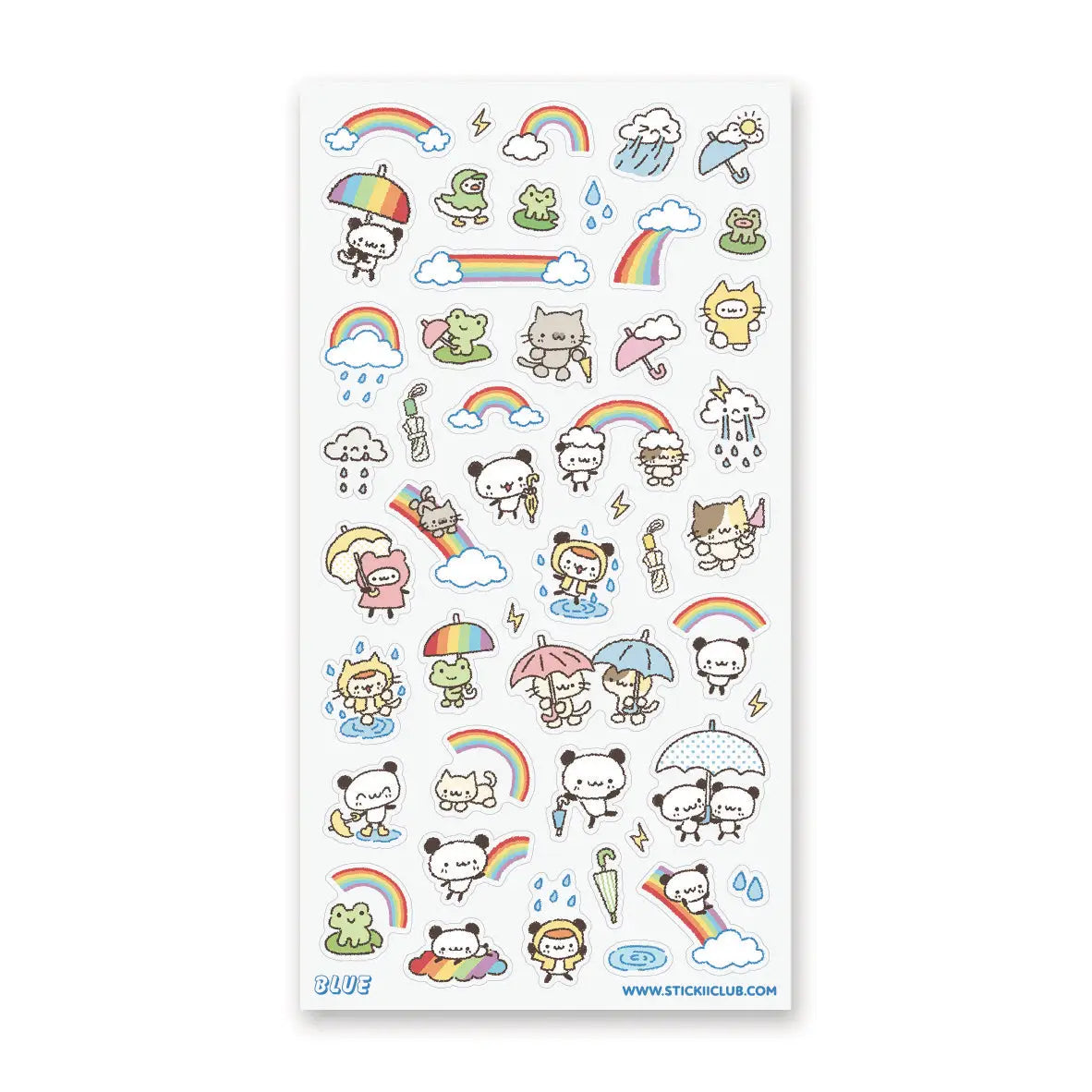 🌈☂️ A little rain makes room for rainbows in this adorable sheet featuring cheerful pandas, kitties, and froggies! From splashing in puddles to sharing umbrellas and sliding down bright rainbows, these friends turn every drizzle into a playful adventure.