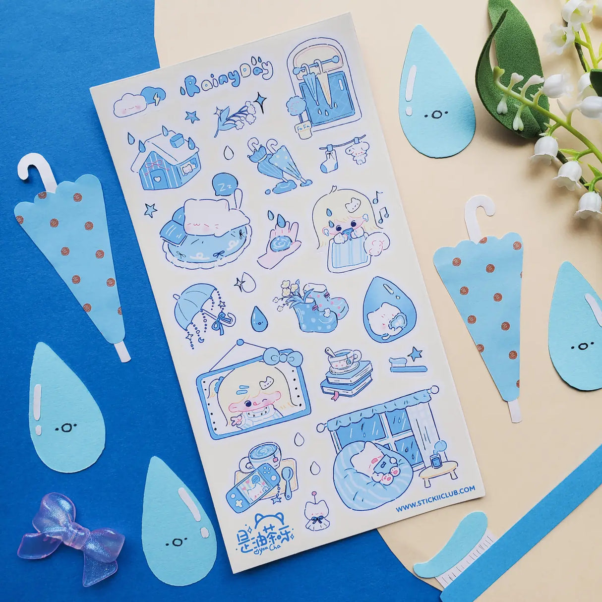 ☔💙 Cozy up and let the rain fall with this soothing blue-toned sheet! Filled with sleepy cats, soft blue umbrellas, rainy windows, warm drinks, and quiet little indoor moments, it captures all the best parts of a slow rainy day. Perfect for anyone who loves the peaceful magic of staying in, getting comfy, and listening to the gentle sound of raindrops outside.