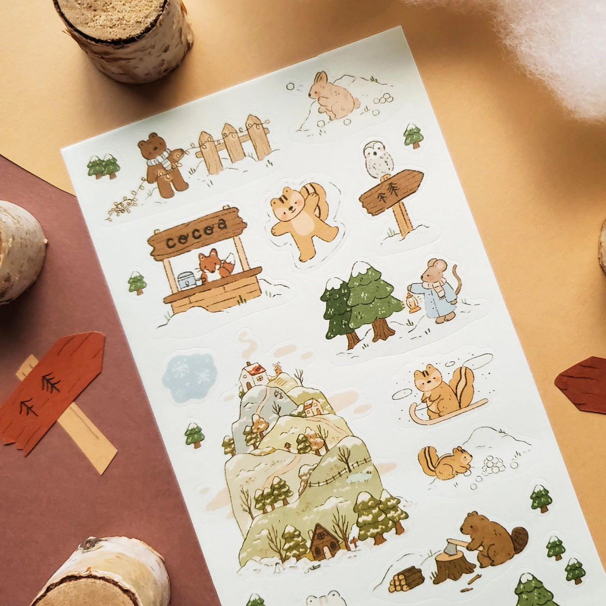 ❄️🐻 Bundle up for a heartwarming winter tale with these woodland cuties by @nicole.josephine! Bears, squirrels, foxes, and bunnies spend snowy days sipping cocoa, building snowfriends, and ice skating across frozen ponds. From lantern-lit strolls through pine forests to cozy cabins, this sheet is filled with all the magic of a perfect winter day.