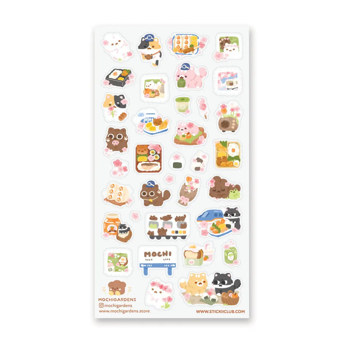 STICKII - Blooming Bento Day Sticker Sheet

🌸🍱 @mochigardens’ sweet kitties are enjoying a dreamy spring picnic in Japan, filled with cherry blossoms, yummy bento boxes, and kawaii snacks at every stop. From rolling through town on little trains to sharing mochi, matcha treats, and beautifully packed lunches, these cuddly kitties know how to savor the season. Art by: @mochigardens

Top Coating: None
Adhesive Layer: Paper
Backing Layer: Paper
6.69" x 3.54".
Weight - 0.03lbs.
1 sheet included &nbsp; &nbsp;