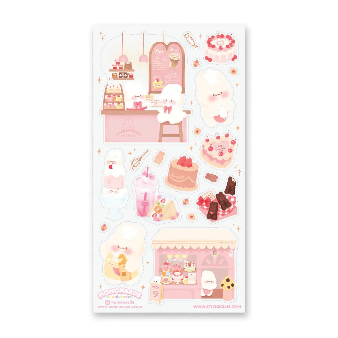 🍰🎀 Step into the softest little cake shop by @momonaade! With fluffy friends behind the counter, shelves full of pink pastries, and strawberries piled high on frosted cakes, this sweet spot is pure dessert magic. From whipped cream swirls to heart-topped treats, this sheet feels like lingering in a pastel pastry dream you never want to leave.