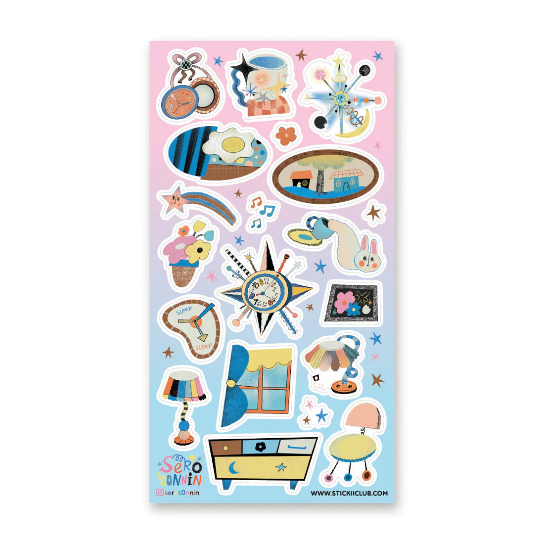 🕰️✨ Take a playful trip through time with this retro dreamscape by @serot0nnin! Packed with quirky clocks, starry accents, colorful lamps, cozy rooms, and mid-century inspired details, this sheet feels like stepping into a whimsical vintage cartoon world. Each design will add a burst of nostalgia, charm, and funky fun to your pages.