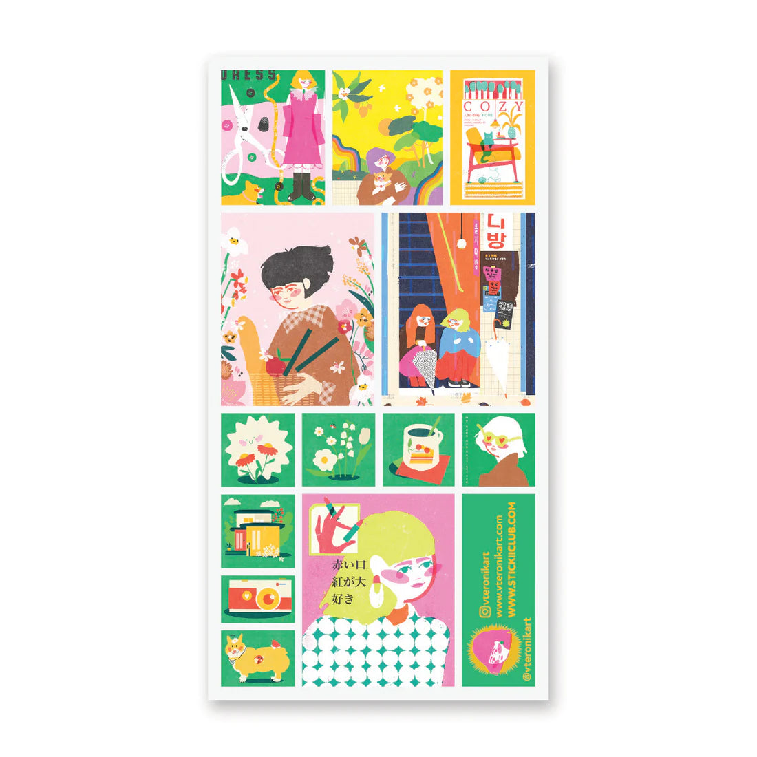 🎨🌈 Step into a colorful little world by @vteronikart where cozy moments, city strolls, sweet treats, and quiet joys all live side by side. From rainy-day friendships and cuddly pets to playful patterns and pops of retro charm, every scene feels like a tiny snapshot from a happy, artsy daydream. It’s warm, whimsical, and full of heart, like flipping through a favorite illustrated story you never get tired of revisiting.