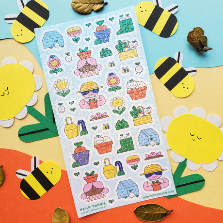 🪴🥕 In @ohhellovonnie’s bright and colorful garden, everything grows with a smile! This cheerful sheet is bursting with happy plants, snoozy kitties, friendly frogs, and sweet gardeners tending their leafy friends. This set feels like a warm afternoon spent digging in the dirt, soaking up sunshine, and watching happiness bloom.


Art by: @ohhellovonnie

Top Coating: Holo Glitter
Adhesive Layer: Paper
Backing Layer: Clear PET
6.69" x 3.54".
Weight - 0.03lbs.
1 sheet included 