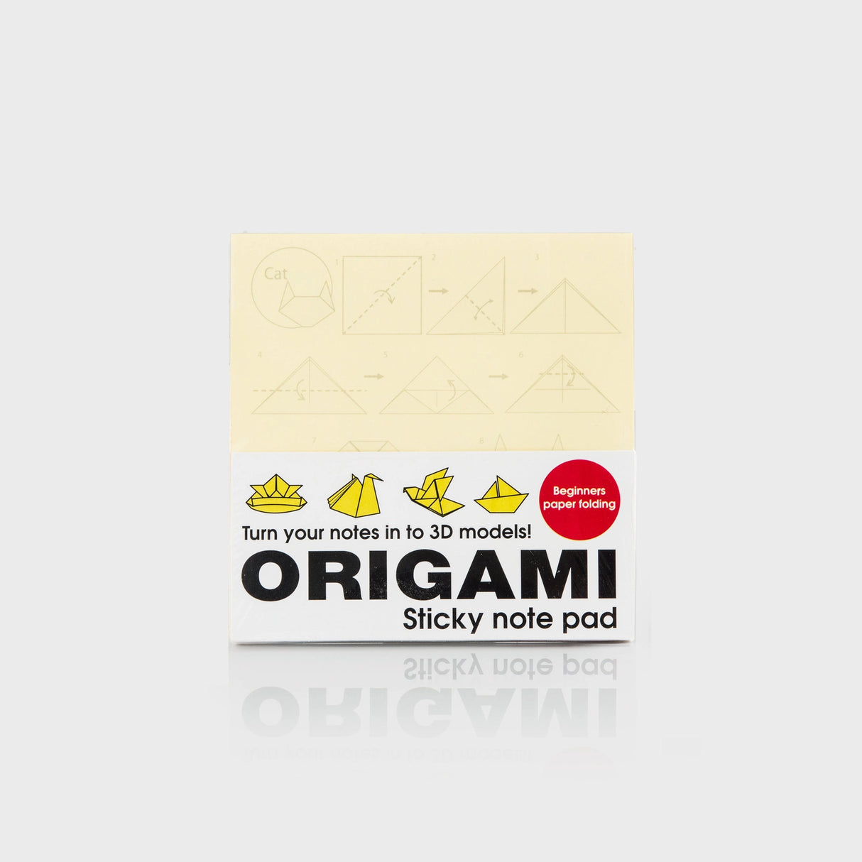 Origami Sticky Note Pad is a little something for those dull moments at the office. Recycle your old sticky notes and turn them in to fun paper origami models. Each pad has instructions for 10 different shapes, including: pig; penguin; boat; crane; butterfly; squirrel; lily and waterbomb. Recycle old notes by following the instructions on the top most clean sheet.

Pack of 100 Useful sticky Notes.
Pack of 100 Origami challenges.
10 different models to build.
Challenge yourself!