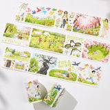 Step into a world where spring never ends. Our Sakura Voyage tape is a panoramic journey through a watercolor dreamland. Featuring hand-painted sceneries of weeping willows swaying in the breeze, vibrant kites dancing in the sky, and soft cherry blossoms in full bloom, every inch tells a story. 

Brand: WT ( The Washi Tape Shop)
Pre-cut Wide Washi/PET Tape
Size: 70mm×5m
Design Loop: 100cm
Material: Washi Tape / PET Clear Tape