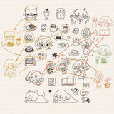 It starts with being woken up by an alarm clock, eating, drinking, watering flowers, enjoying notebook time, reading, and rumbling. Pepper's expression and gestures are very adorable stamps. My partner cat is also cute! It is practical and easy to use as a notebook.

This stamp set is a collaboration between Sakuralala and Love Soup, an Australian artist based in Japan that illustrates pictures of Lazy Girl Pepper. These stamps are the perfect addition for your journal or planner!