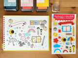 A clear stamp created in collaboration with Rainbowholic "Kawaii Journaling". Rainbowholic rainbows, Sakuralala cherry blossoms, notebooks and pencils, stamps and labels... It is packed with stamps that will be a cute accent for your notebook or journal. Please try to make a cute journal!