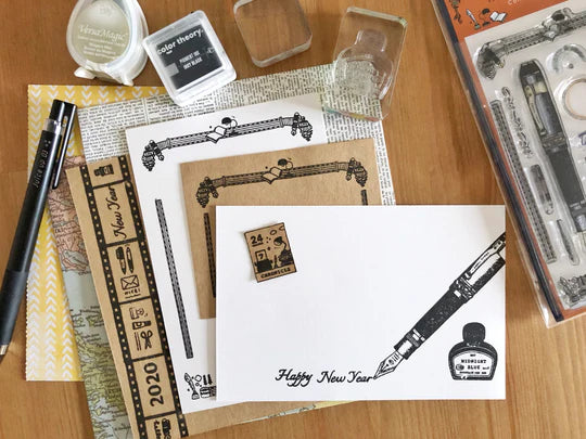 If you're looking at this set and wondering what you can use it for, but love the details, let us help you a bit. This set is made as a frame that can be used whichever way your imagination goes. It can be to add that special touch to a scrapbook or journal page, greeting card, Nengajyo, etc... Don't limit your imagination with this HST™ Chronicle set! Its truly important to document those dreams and special memories!