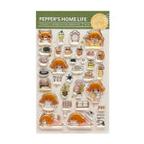 It starts with being woken up by an alarm clock, eating, drinking, watering flowers, enjoying notebook time, reading, and rumbling. Pepper's expression and gestures are very adorable stamps. My partner cat is also cute! It is practical and easy to use as a notebook.

This stamp set is a collaboration between Sakuralala and Love Soup, an Australian artist based in Japan that illustrates pictures of Lazy Girl Pepper. These stamps are the perfect addition for your journal or planner!