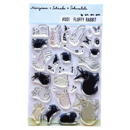This collaboration with Moriyama, who has a wonderful shop in Ota Ward, Tokyo, and Shiko Moriyama, an illustrator who draws adorable rabbits.

"Fluffy Rabbit" is a clear stamp in the style of a rabbit's encyclopedia. It is divided into 10 types of rabbit base outline stamps, such as Netherland Dwarf, Holland Drop, and Flemish Giant, and coloring stamps that serve as patterns. You can stamp it in any color you like, so if you have a rabbit in your family, please try stamping it in the color of "my child"!