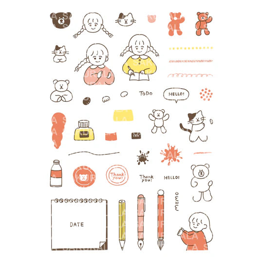 With his adorable touch, the warm atmosphere has been completed into a very cute stamp set.

It is designed to take advantage of the characteristics of clear stamps and can be combined in many ways. Peppoko and Sakuralala's Instagram and blogs will also introduce how to use this clear stamp and ideas, so please refer to it.