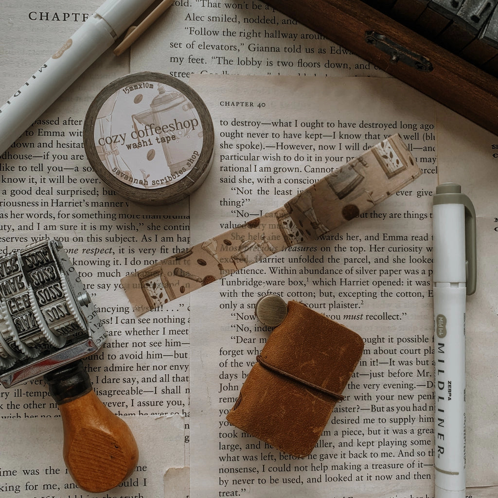 Washi tape with coffeeshop inspired doodles, apart of the cozy coffeeshop collection

15mm x 10m

color may vary slightly from your monitor
made in-house and handled with cozy care