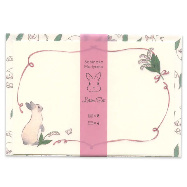 This letter set features the charming texture of cotton paper and a compact size that makes it easy to gift. These designs feature a Lily of the Valley pattern, which carries the flower language of 'happiness comes again.' With a warm and light touch, it depicts the natural cuteness of the rabbits, offering plenty of illustrations to use across multiple letters and envelopes.