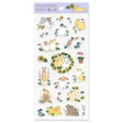 A sticker sheet with golden touches featuring rabbits jumping around in a summer field of flowers is here to add both adorable and elegant touches to your journal pages