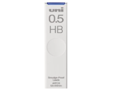 Uni Smudge Proof Lead - 0.5mm HB - White Case
