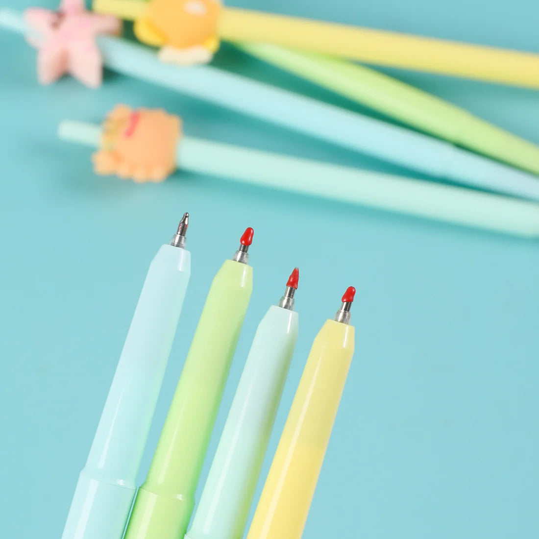 Gel-based ink, combining the permanence of oil-based ballpoint ink and the smooth glide of water-based ink, in which pigment is suspended in a water-based gel. Gel ink is thick and opaque, it shows up more clearly on dark or slick surfaces than the typical inks used in ballpoint or felt tip pens.

Gel pens are great for various types of writing and illustration. Fine-tip gel pens help you fit more writing on each page or card and make your handwriting look neater with sharper, more consistent lines. Since t