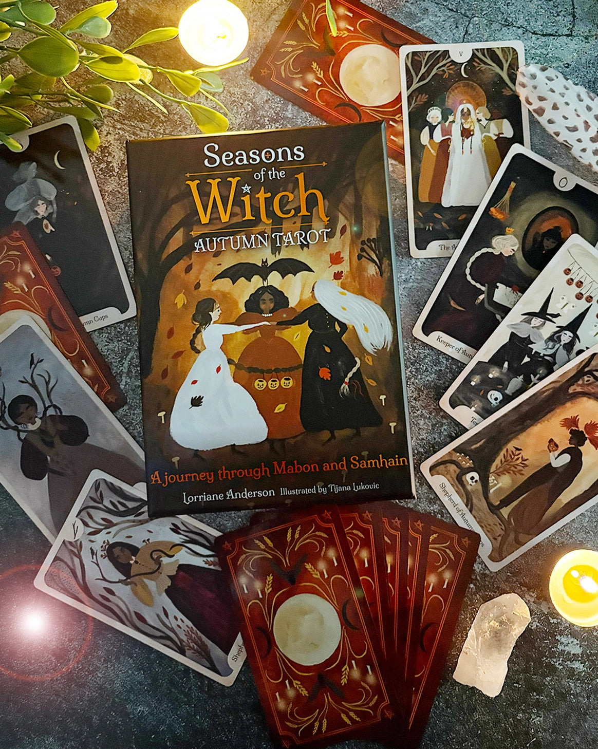 The Seasons of the Witch series returns with Autumn Tarot, an exploration of mystery, magic and transformative transitions.

Delight in a new expression of the much-loved and iconic Rider-Waite-Smith tarot, told through the hauntingly lovely lens of every witch’s favorite time of year, Autumn. In a season that’s as much about harvest as it is about release, let spiritual teacher Lorriane Anderson guide you on a journey through fall’s shadows as well as its beauty.