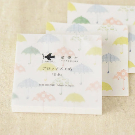 Seitousha Block Memo Pad - Parasol

Bring a soft touch of charm to your notes with the Seitousha block memo pad. Illustrated in the brand’s signature gentle, nostalgic style, each sheet features a sweet parasol‑themed design that feels airy, whimsical, and perfect for brightening your everyday writing.

✨ Product Features

Perfect for decorating planners, journals, cards, gifts, and scrapbooks

100 Sheets
