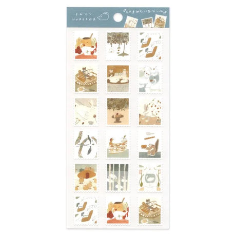 A sticker sheet with illustrations that depict everyday scenes from observing people and chuckling fantasies to add both adorable and bright touches to your journal pages ♪

This product is illustrated by Tobimatsu Sho Ichiro, who also creates illustrations for bakeries and cafés.