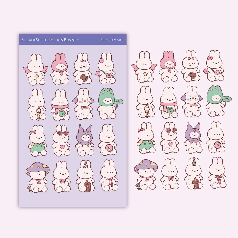 Matte vinyl sticker sheet.
Size: ~ 4 x 6 inches (10cm x 15cm), backing card 4 x 6.7 inch.
Each sticker sheet comes packaged in a sleeve with backing card.