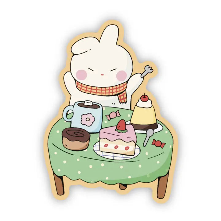 Enjoy a tea party with various sweet treats!

Dishwasher safe
Size: 2.4” x 2.7”
Soft matte vinyl