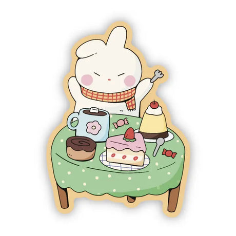 Enjoy a tea party with various sweet treats!

Dishwasher safe
Size: 2.4” x 2.7”
Soft matte vinyl