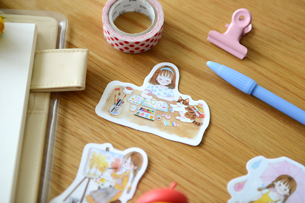 Simple Life Girl Flake Sticker (12pcs)