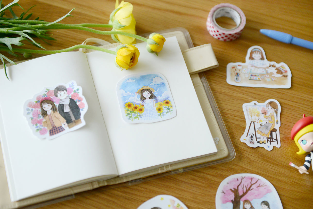 Simple Life Girl Flake Sticker (12pcs)