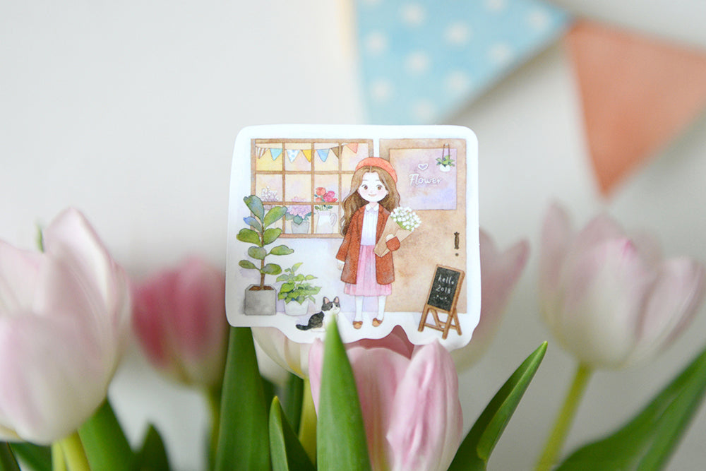 Simple Life Girl Flake Sticker (12pcs)