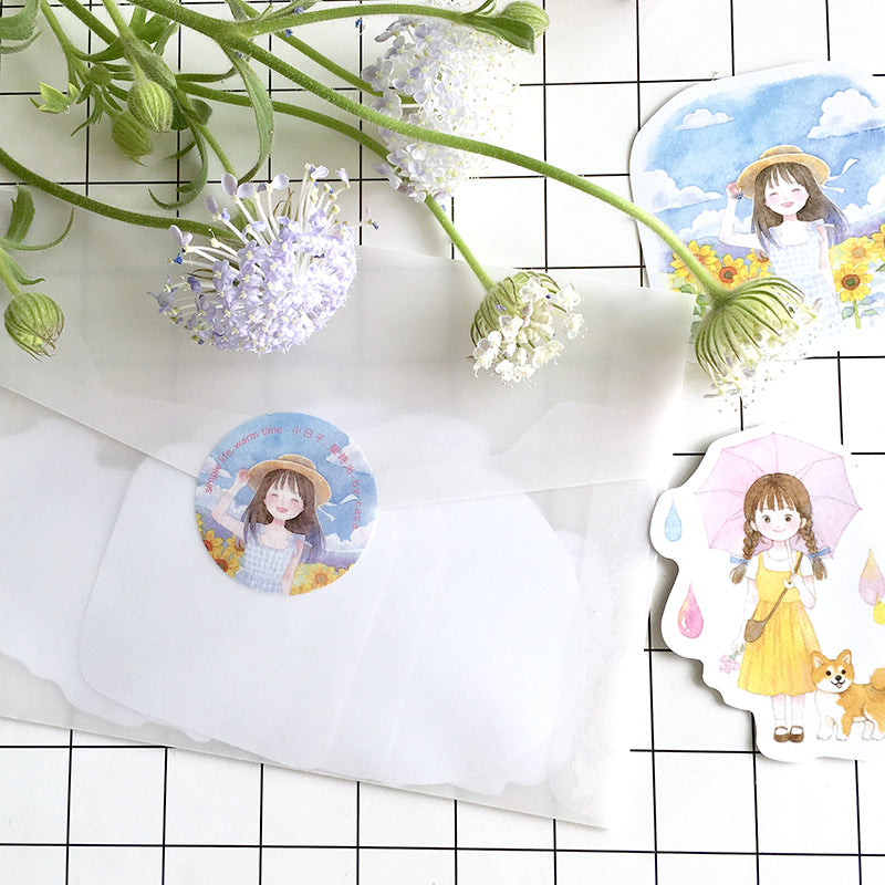 Simple Life Girl Flake Sticker (12pcs)