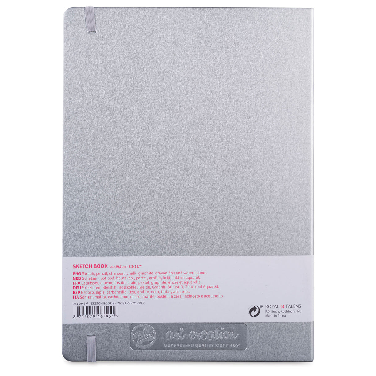 Cuaderno de bocetos de 8,3" x 11,7" en plata brillante