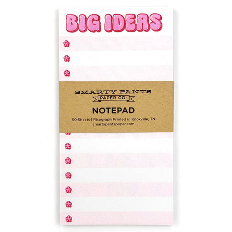 Your brain is a goldmine of brilliance, and this handmade risograph-printed notepad is here to capture every stroke of genius—whether it’s the next big invention, a groundbreaking novel, or just a reminder to text your mom back.

50 tear-off pages
4" x 7.5"
Magnet attached to back
60 lb text paper with brown chipboard backing
Risograph printed in Knoxville, TN
Packaged in a clear cellophane hanging bag&nbsp;